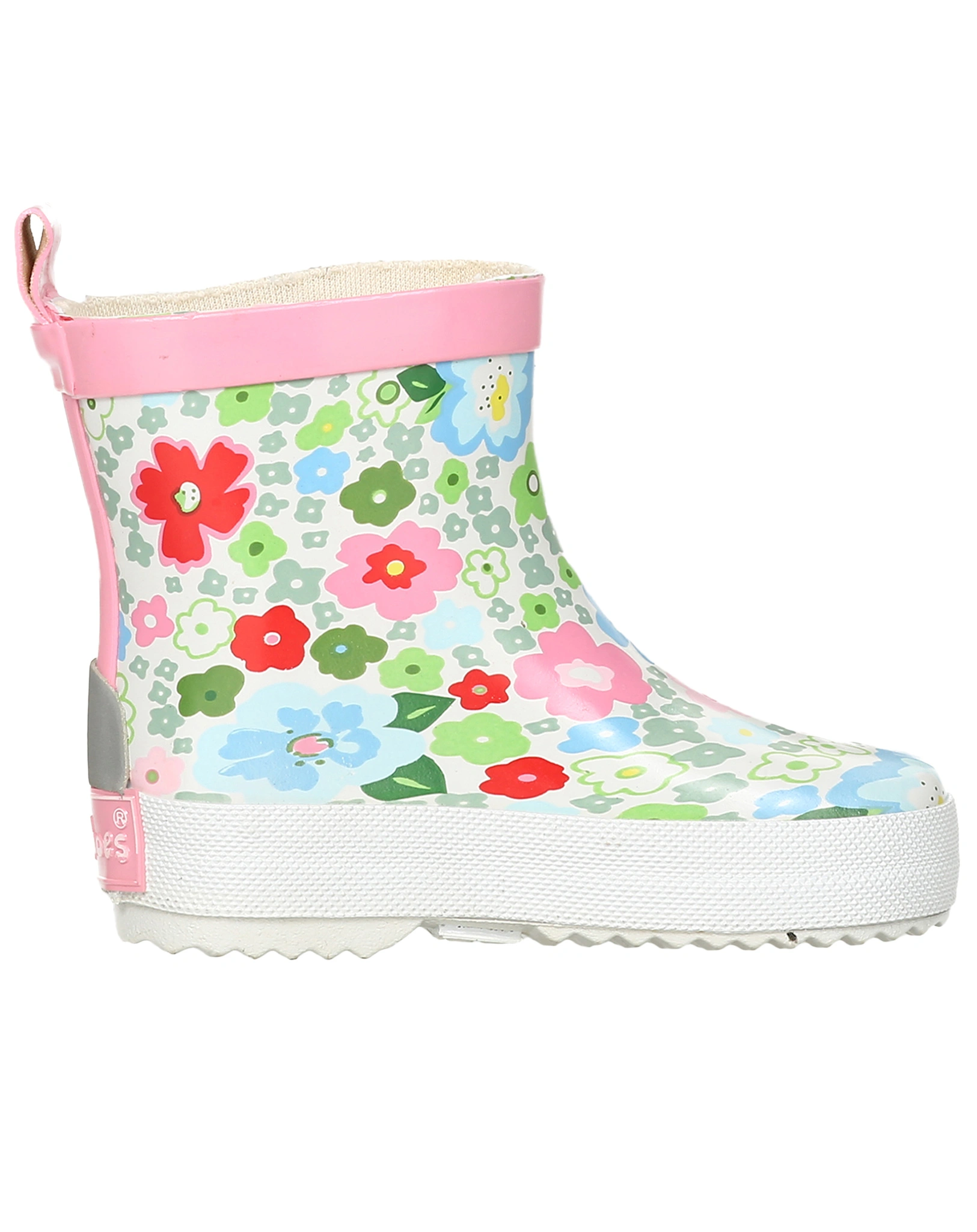 Gummistiefel BLUMEN halbhoch in weiß/bunt