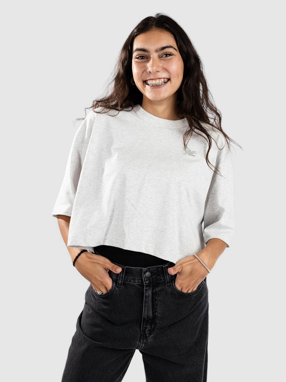 New Balance Logo Relaxed Jersey T-Shirt ash heather