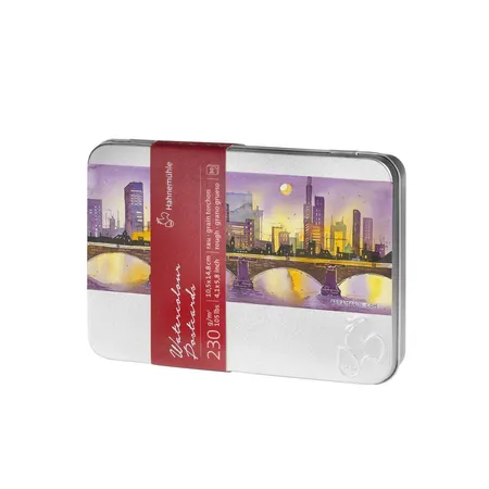 Hahnemühle Aquarellpostkarten in Metallbox 30 Blatt, 230g, 1 Stück, Motiv sortiert