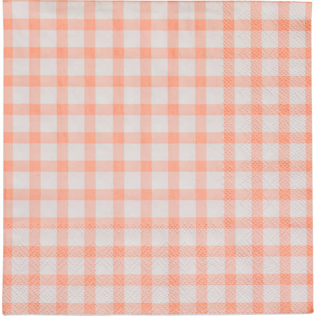 Blokker S/20 Servetten Ruit Koraal 33x33 3-laags