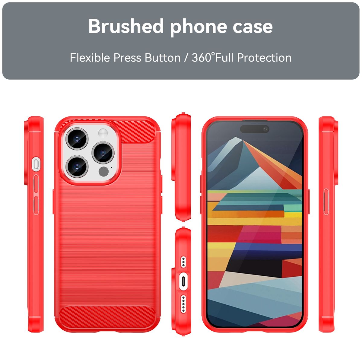 Hülle Handy Schutz für Apple iPhone 15 Pro Case Cover Tasche Etuis Carbon Bumper