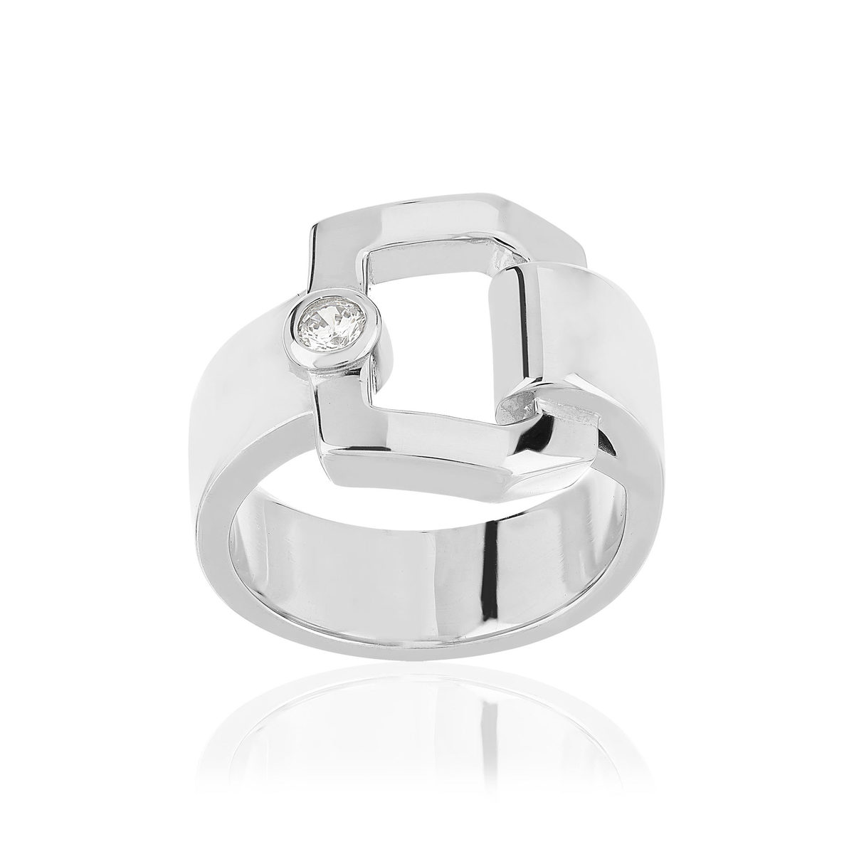 Bague argent 925 boucle et zirconia
