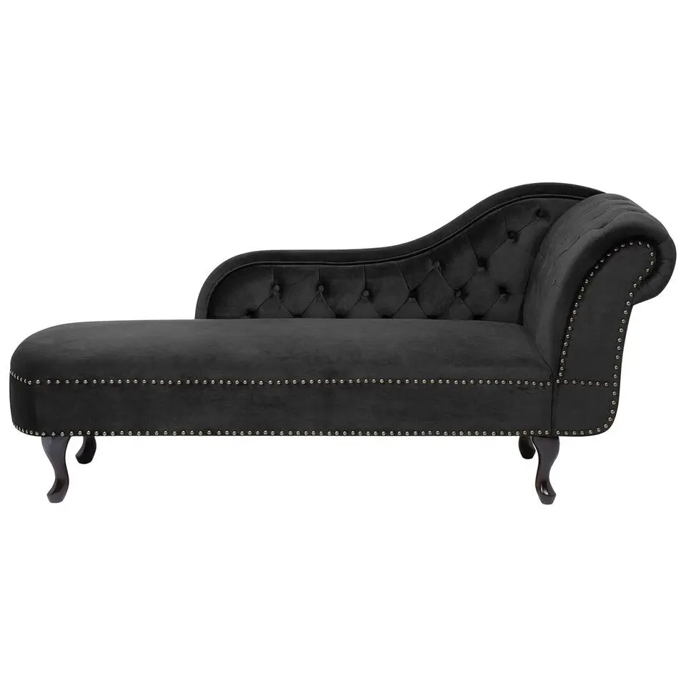 NIMES - Chaise longue - Zwart - Rechterzijde - Fluweel