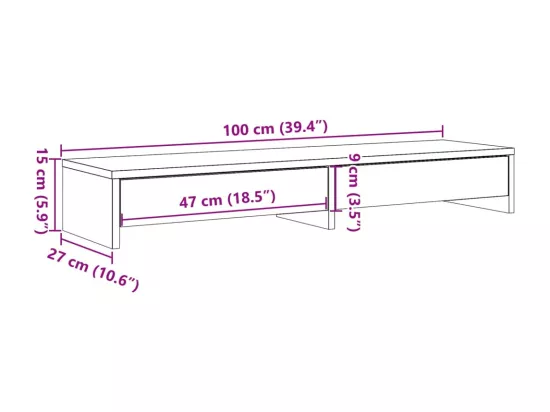 Support de moniteur avec tiroirs blanc bois d'ingénierie