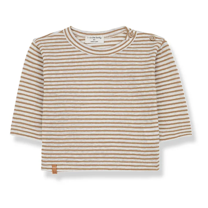 1+ in the family T-Shirt Rayé en Lin Mikel | Camel