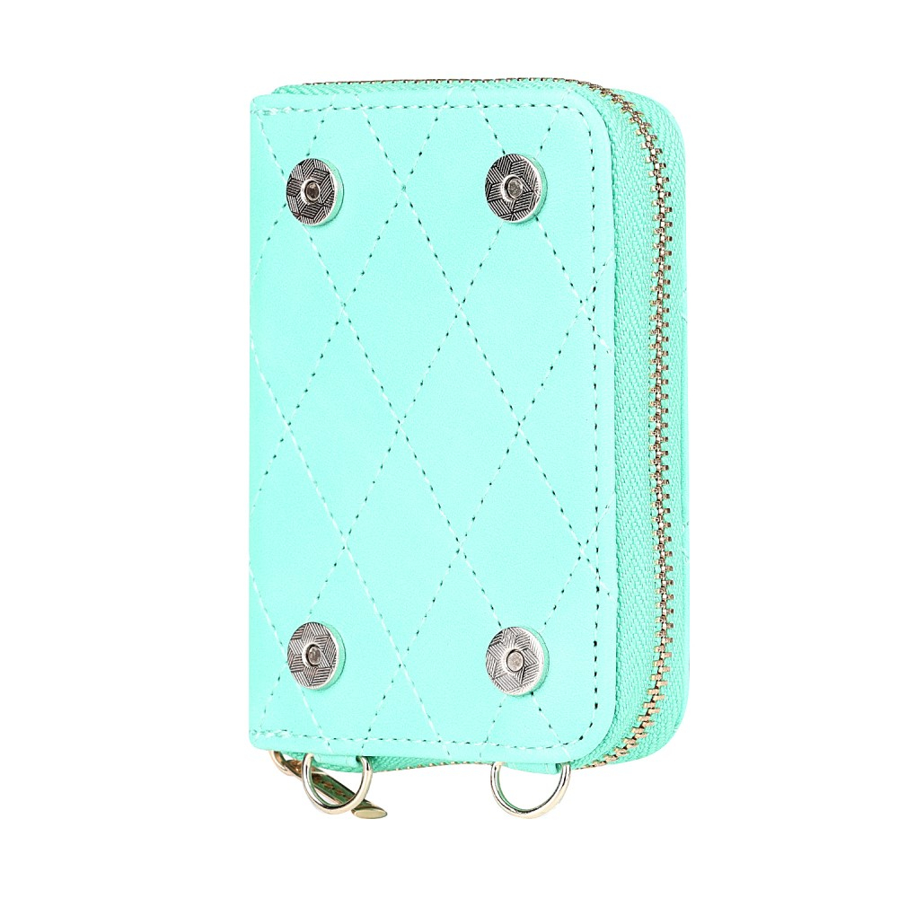 iPhone SE (2022/2020) / 8 / 7 Necklace Leder Hülle mit Magnet Wallet Kreditkarten Münzfach   Handykette (140cm) - Türkis