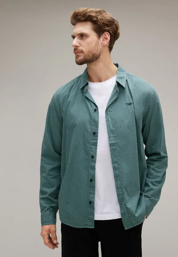 Garment dye Hemd - turquoise green