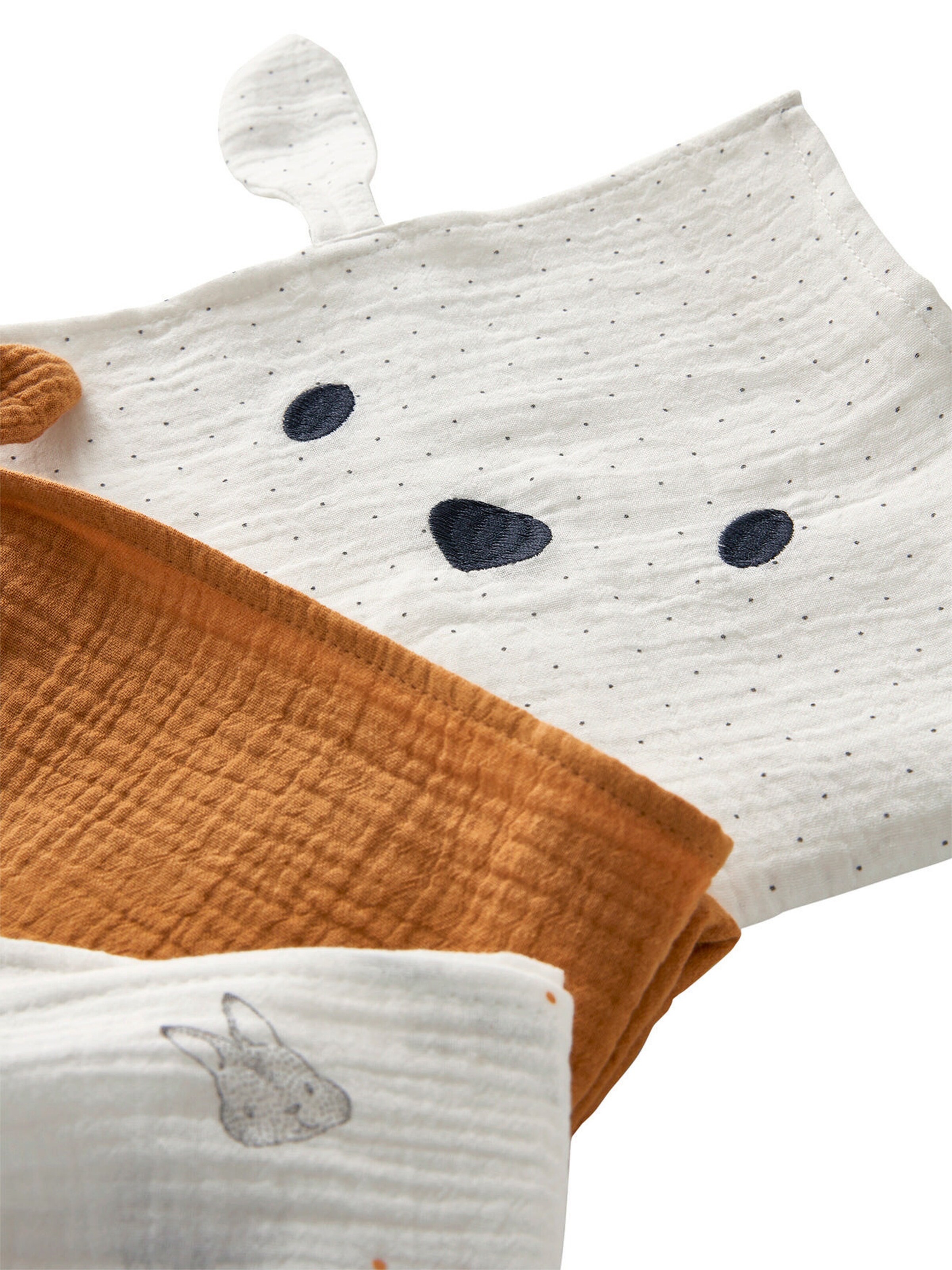 Vertbaudet Bio-Kollektion: 3er-Pack Baby Wickeltücher KLEINE FREUNDE wollweiß/karamell