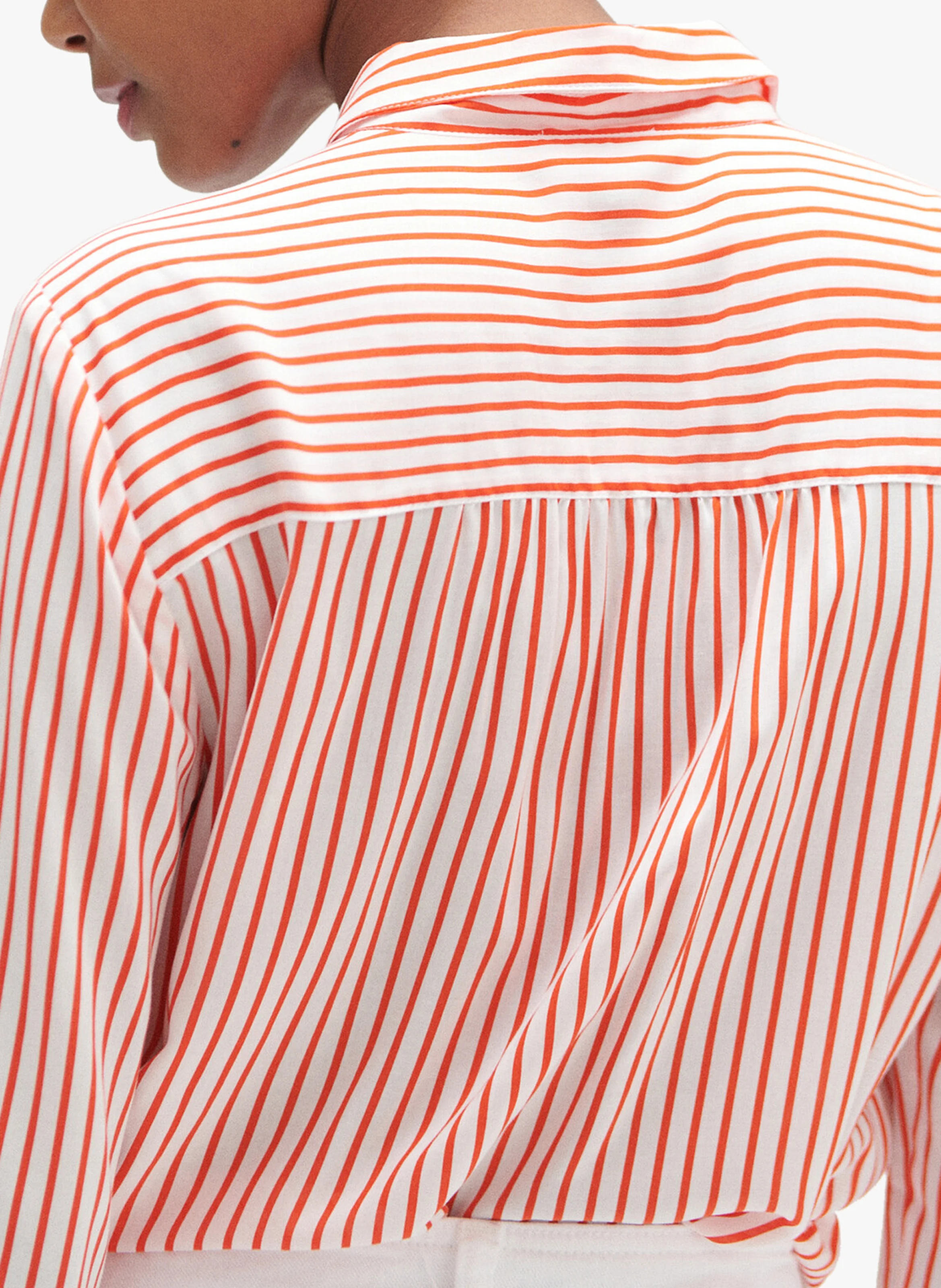 TANIA - Chemise col classique rayée | Orange