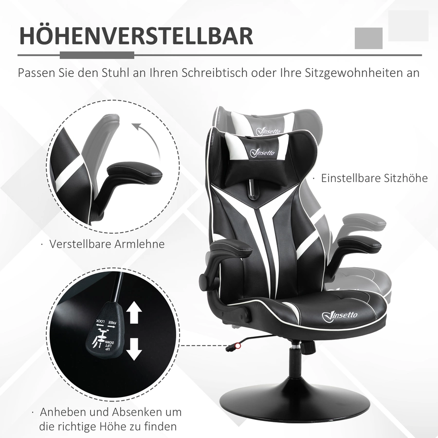 Vinsetto Gaming Stuhl ergonomisch schwarzweiß