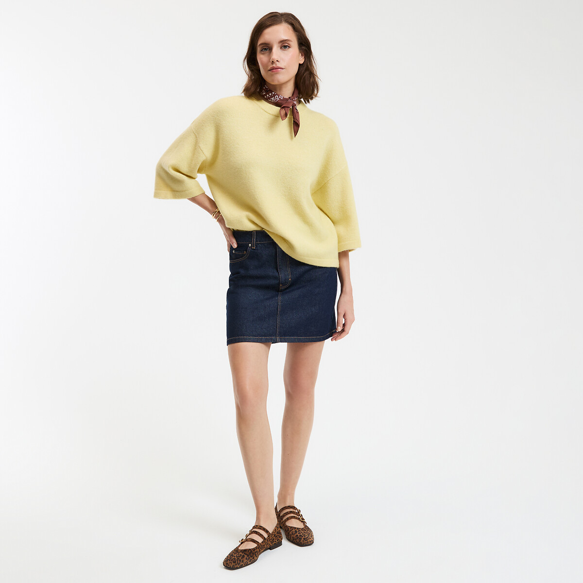 COLEÇÕES LA REDOUTE<br>Suéter folgado, gola redonda em tricô grosso