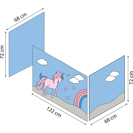 Hoppekids Unicorn forhæng til halvhøj- og køjeseng 70x160 cm