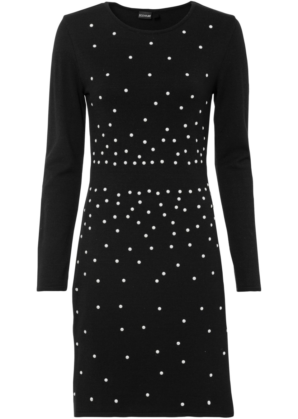 Robe en maille avec éléments perles décoratifs
