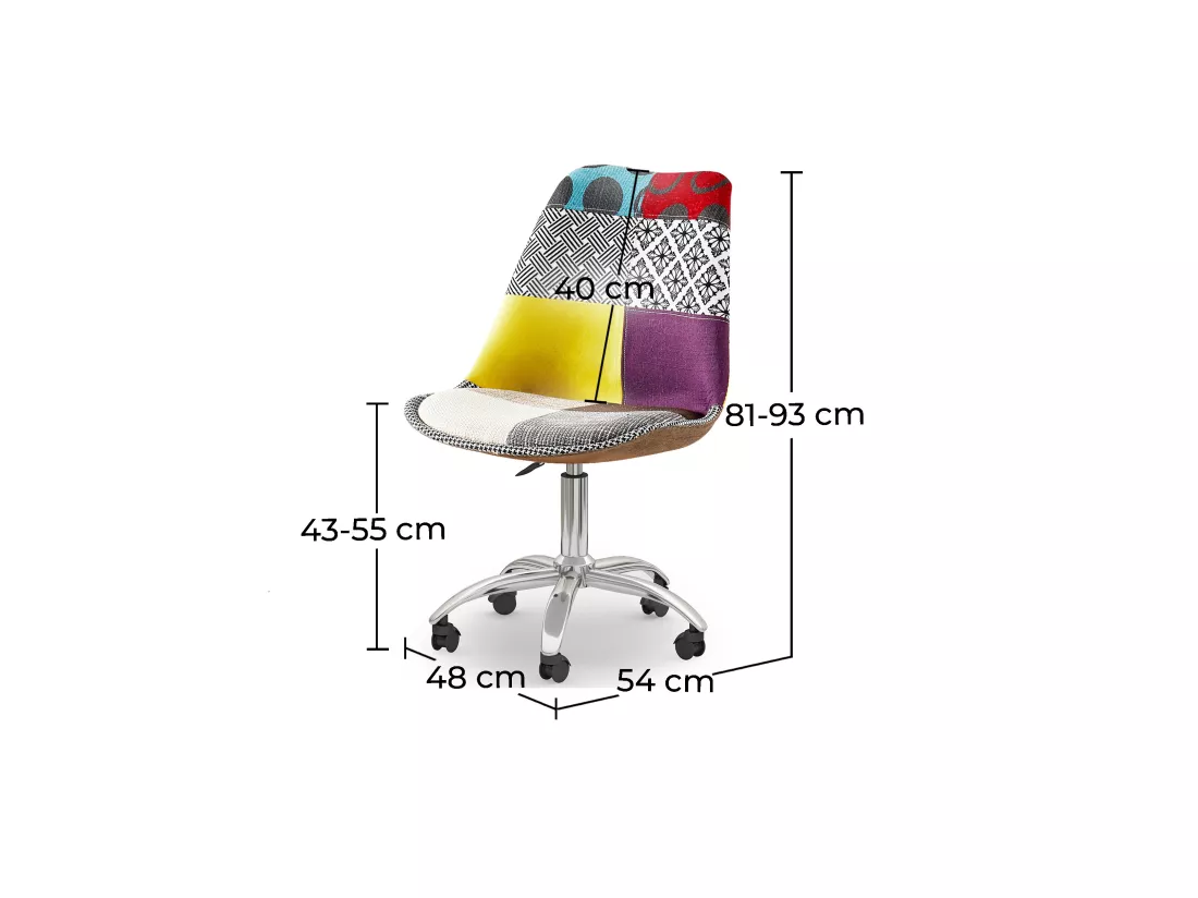 Chaise de Bureau Pivotante - Tissu Patchwork - Ray Multicolore