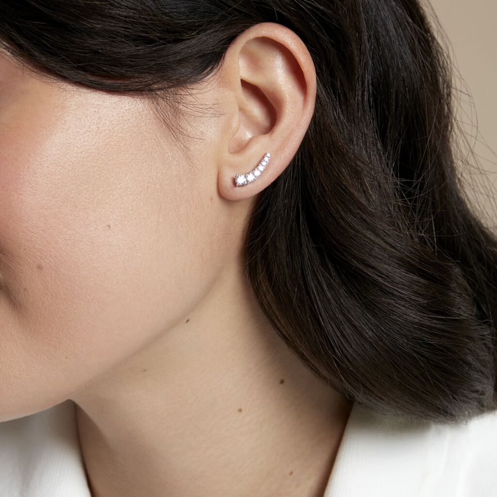 Boucles D'oreilles Grimpantes Aldrick Argent Blanc Oxyde De Zirconium