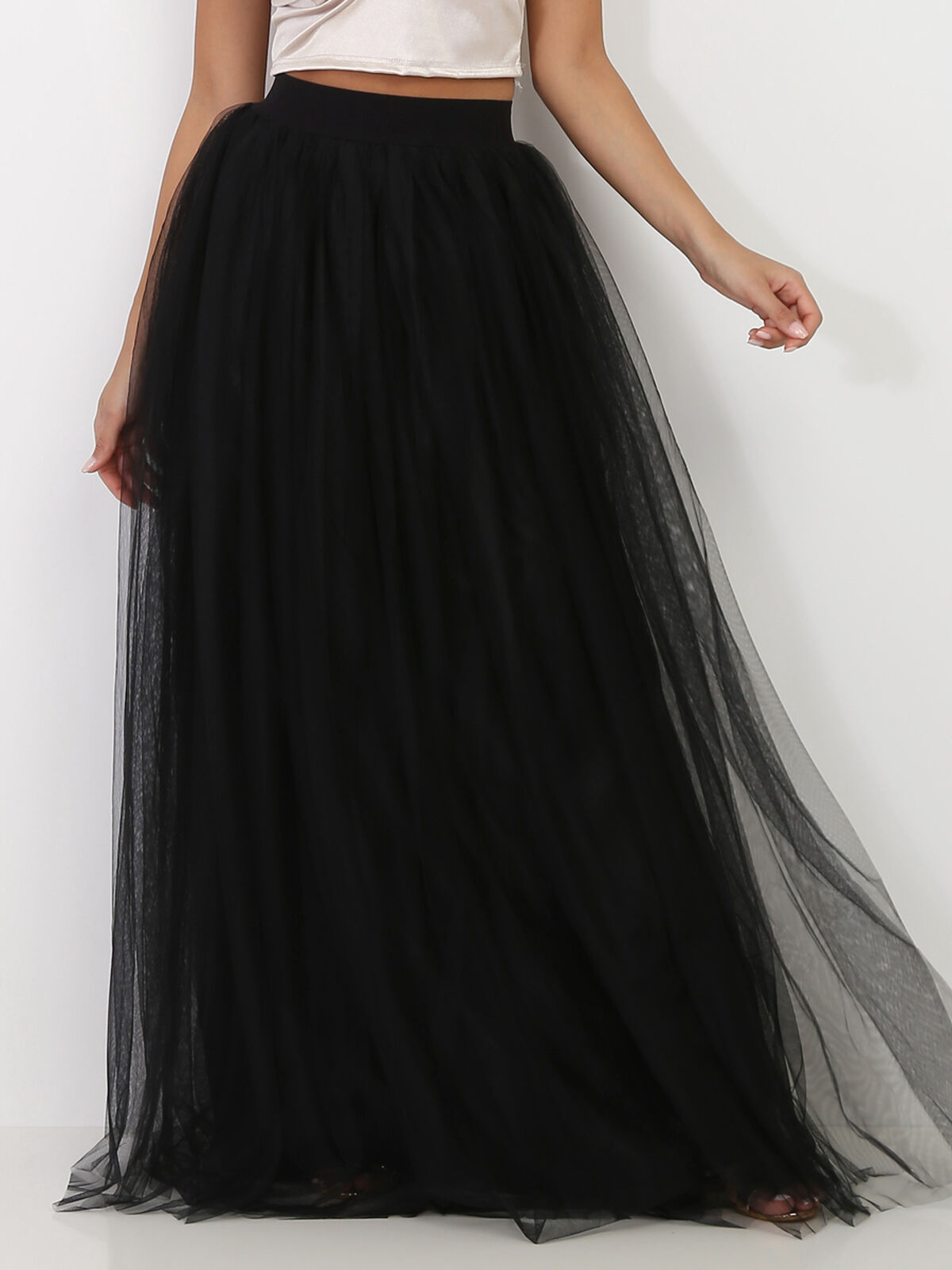Jupe longue en tulle- Noir