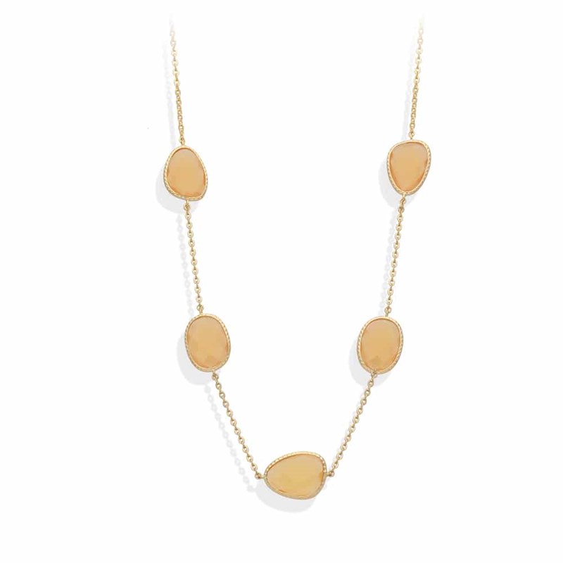 Collier Argent Doré Victoria Cristal Pêche