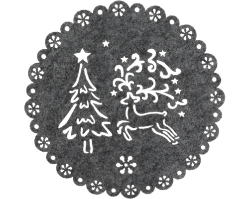 Kerstdecoratie placemat vilt Ø 30 cm grijs