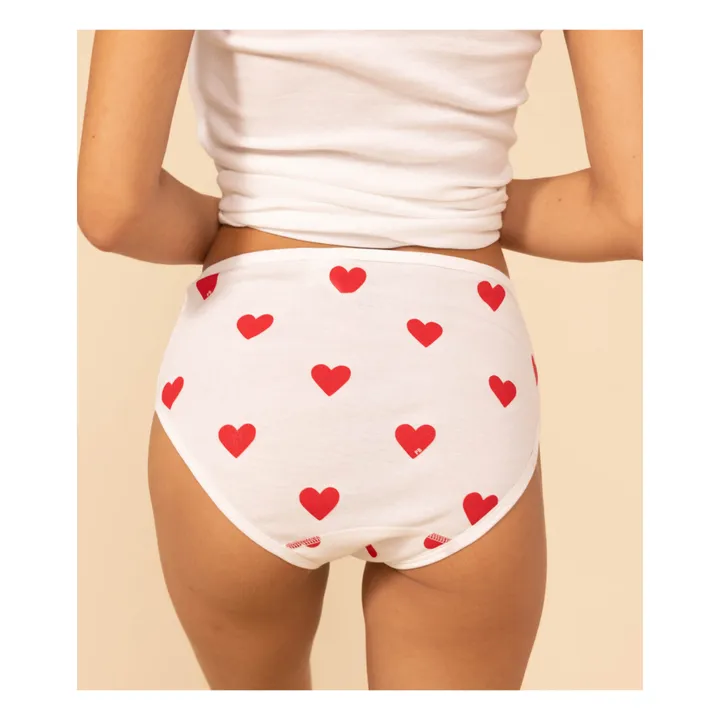 Petit Bateau Lot 2 Culottes Taille Haute Cœurs - Collection Femme | Ecru