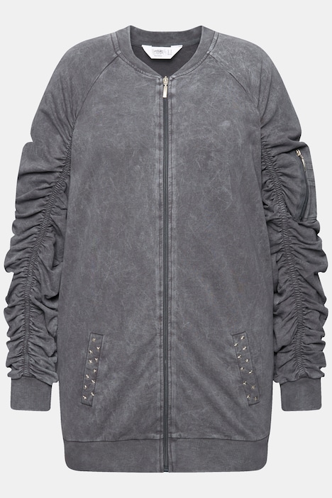Sweatjacke, Ärmel mit Raffungen, Vintage Look