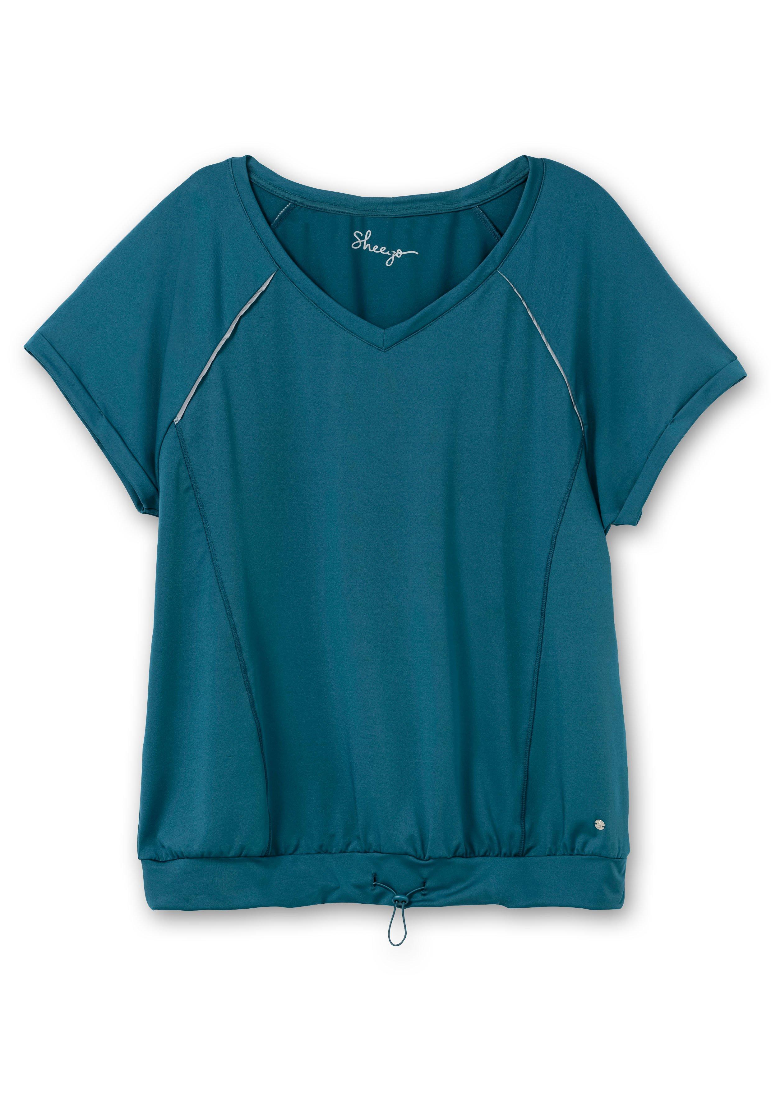 Funktionsshirt mit V-Ausschnitt und Saumbündchen