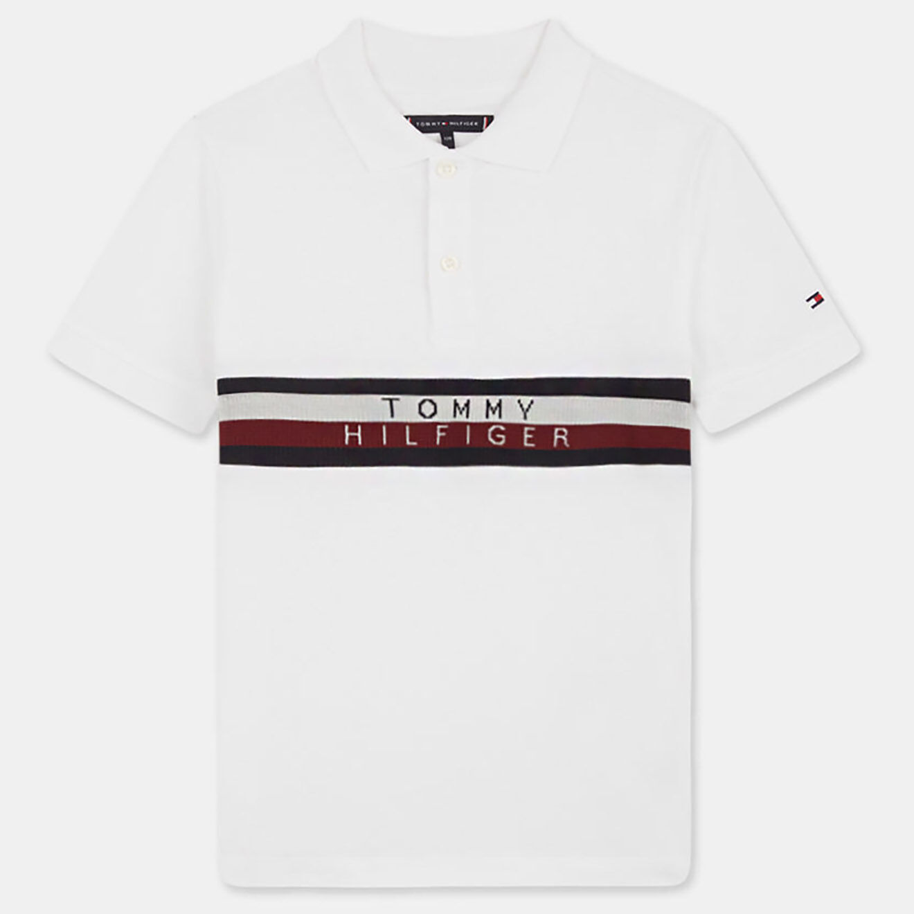 Tommy Hilfiger Polo bande logo milieu blanc