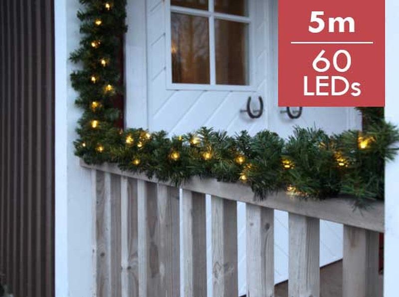 Guirlande Ottawa 500cm - 60 leds - Geschikt voor binnen en buiten - Warm Wit - Inclusief stekker - Kerstdecoratie