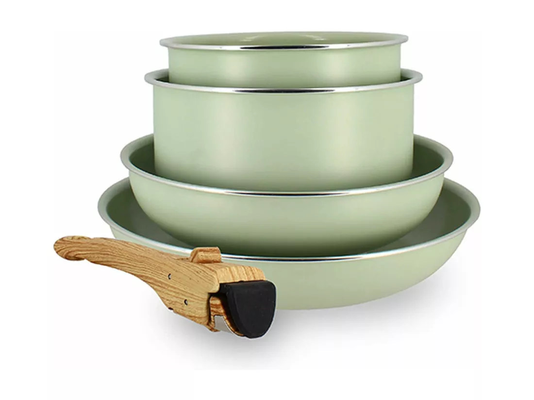 Menastyl - Set De 5 Pieces Cuisson En Aluminium Recycle Celadon