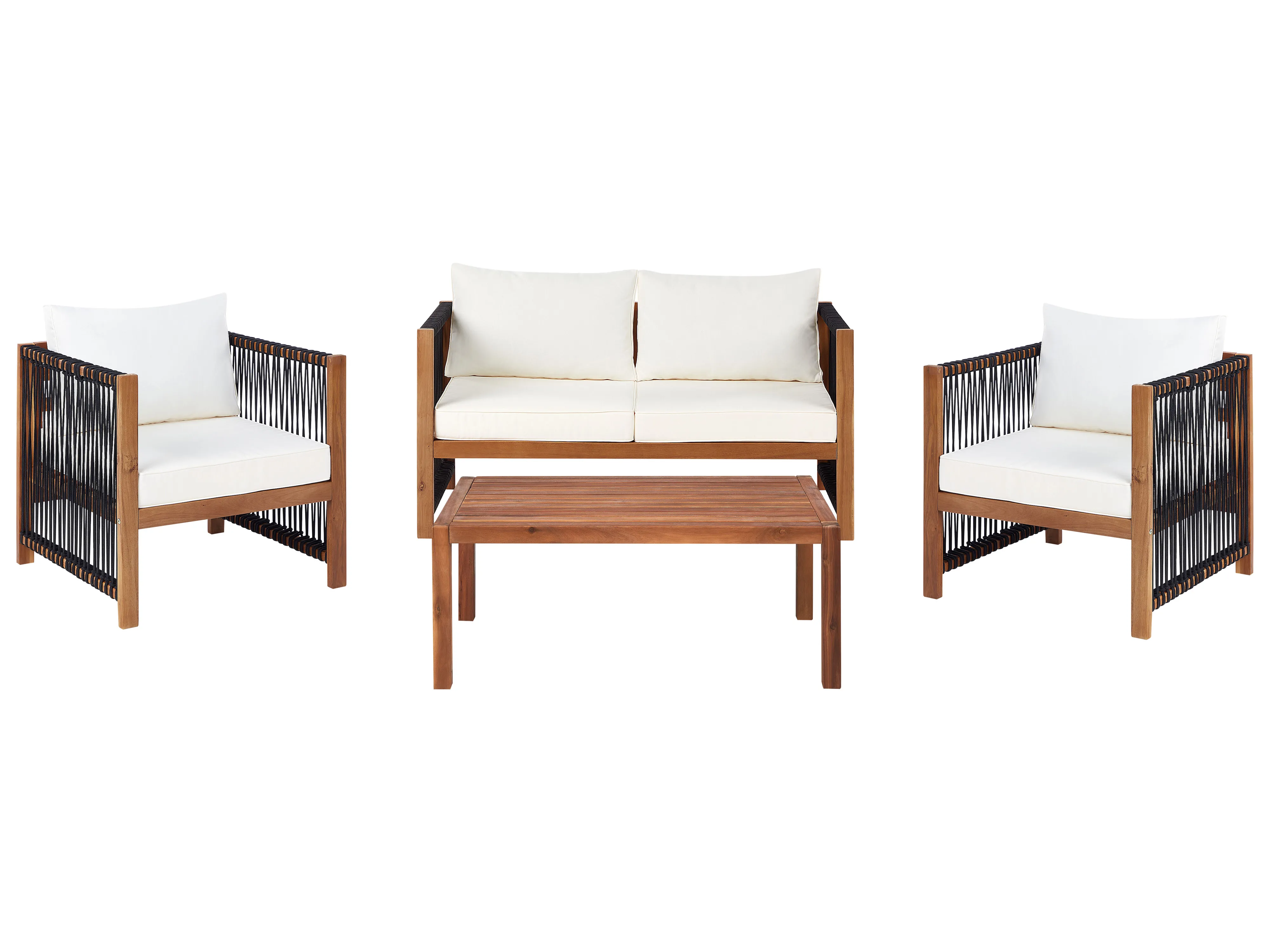 Loungeset met tafel 4-zits ANTRIA Acaciahout Zwart