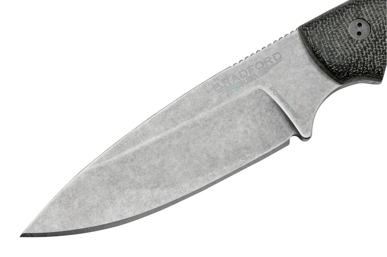 Bradford Knives Guardian 3, 3.2S-101-MC MagnaCut Sabre Stonewashed, 3D Black Micarta, vaststaand mes