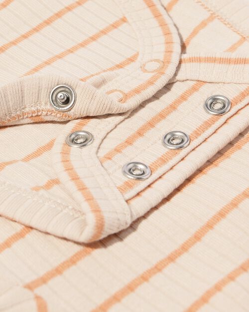body croisé évolutif côtelé nouveau-né avec bambou stretch rayures marron clair