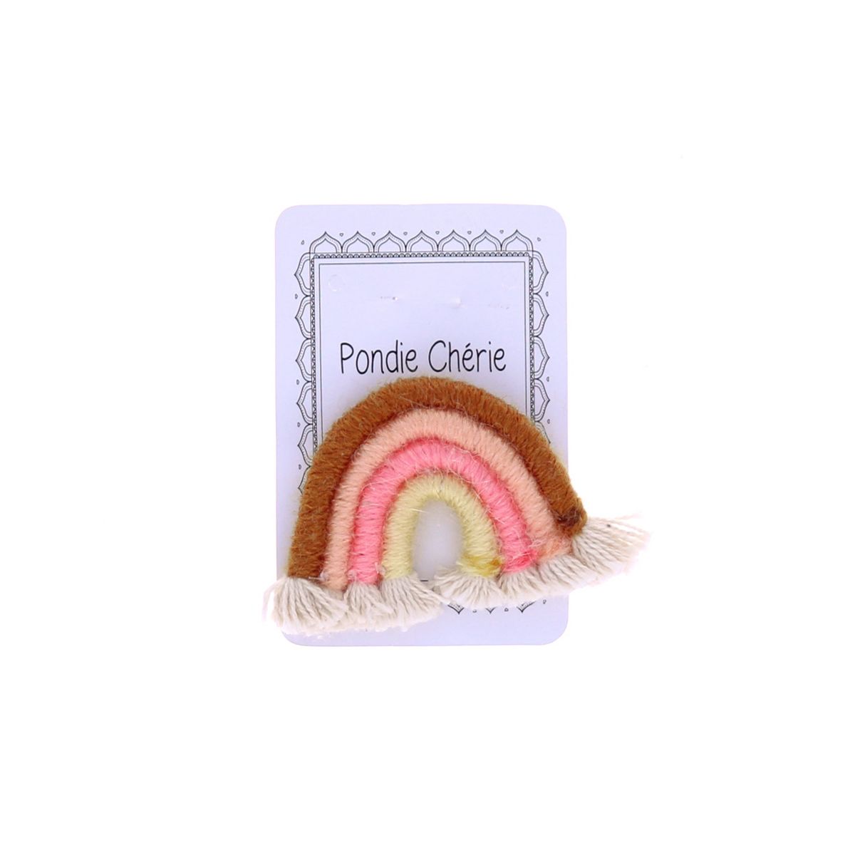 Broche arc en ciel rose et moutarde Pondie Chérie