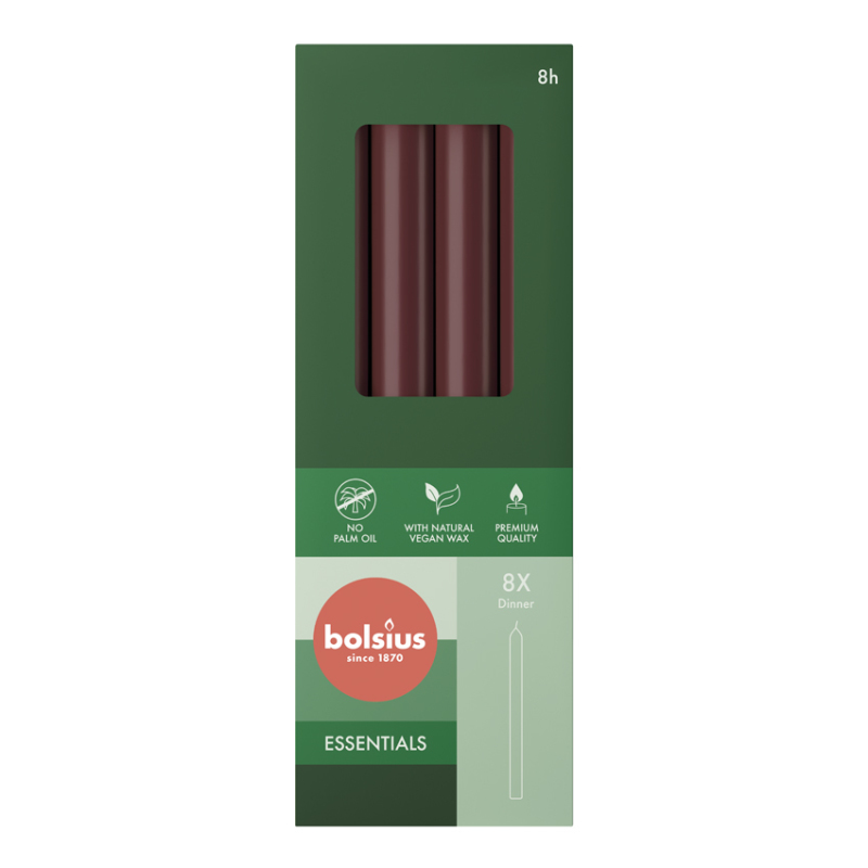 Bolsius Diner Velvetred 230/20 8 stuks