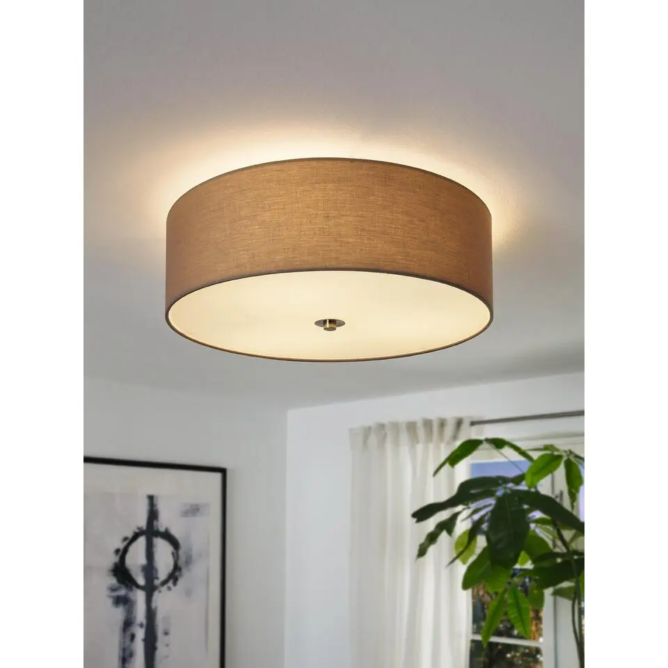 EGLOPasteri-Plafondlamp-3Lichts-ø475mm.-Nikkel-Mat-Taupe