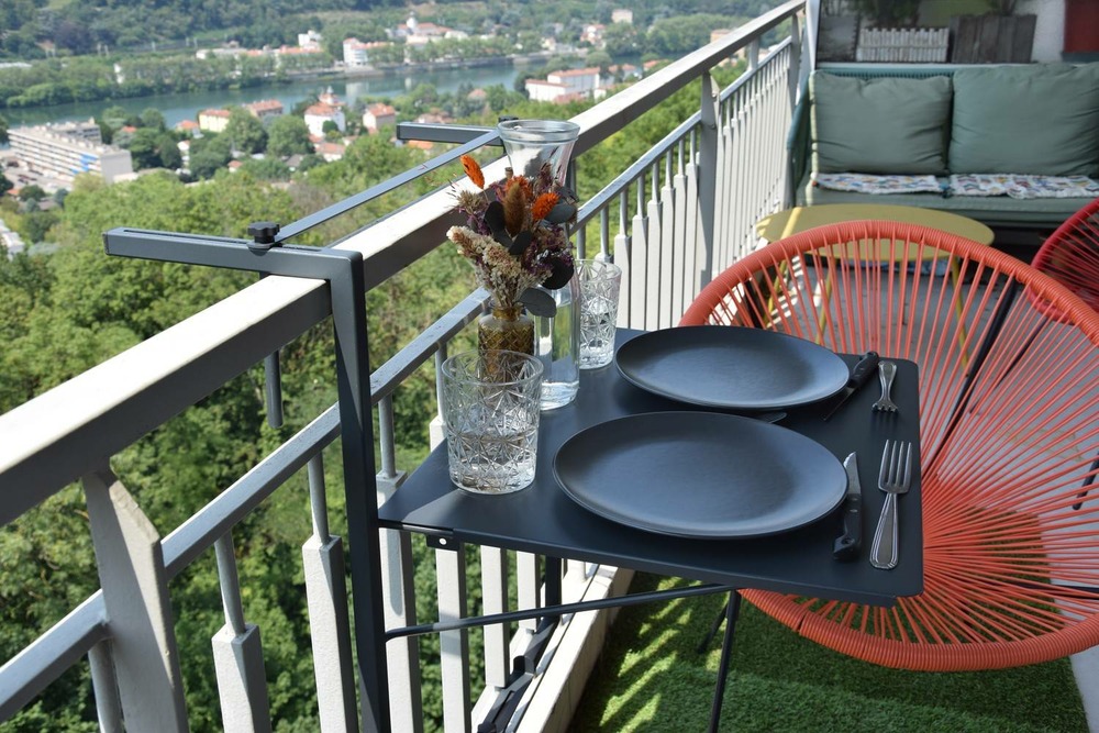 Table de balcon réglable soléa - 55x45 cm - anthracite