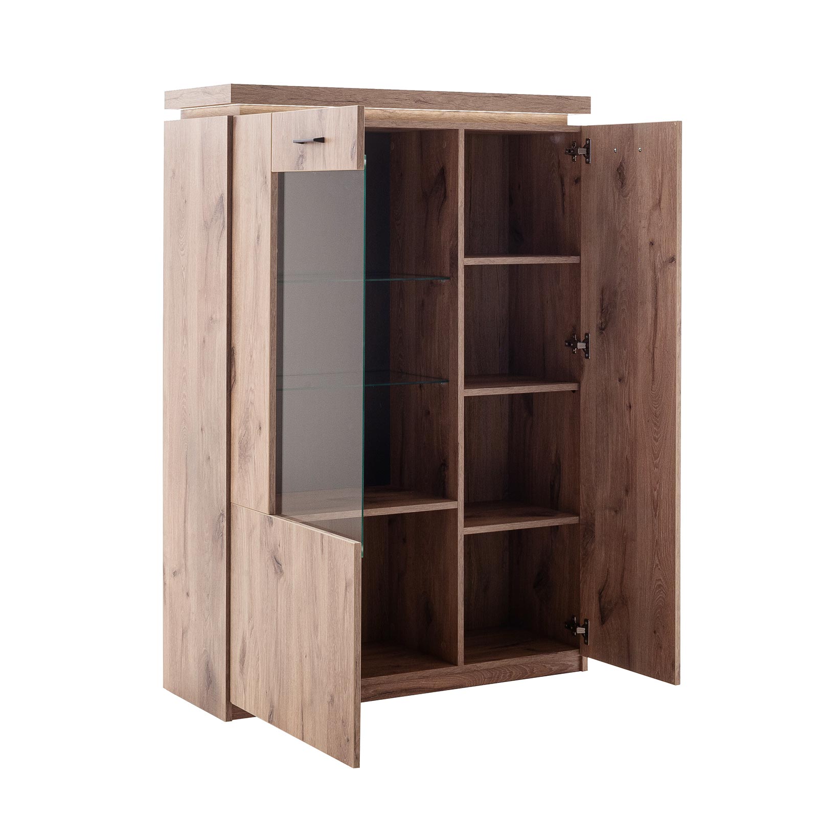 Highboard - Viking Oak - LED-Beleuchtung - 143 cm