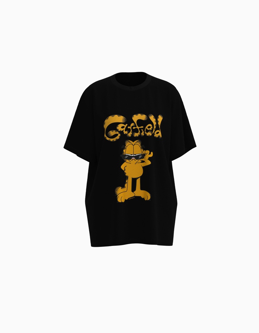 Camiseta oversized de manga curta com estampa do Garfield