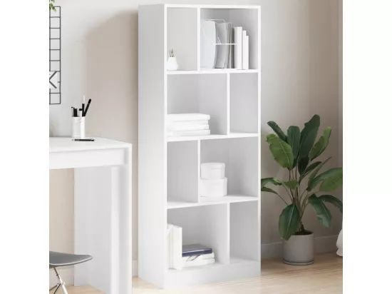 Bibliothèque blanc 57x28,5x141 cm bois d'ingénierie