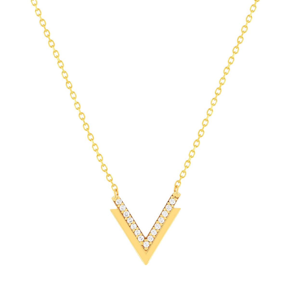 Collier or 375 jaune zirconias blancs 45 cm