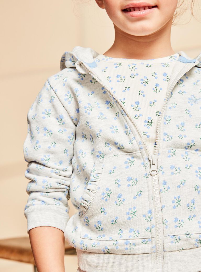Haut de jogging vanille et bleu à fleurs