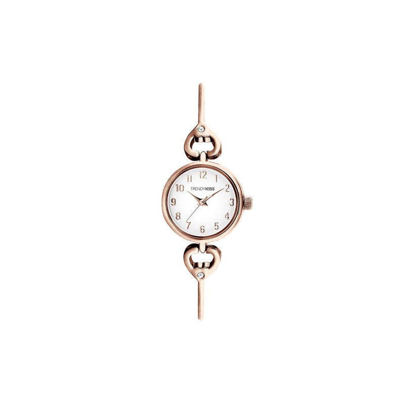 Montre femme analogique Trendy Kiss - Bracelet semi-rigide avec motif coeur et pierre - Astrid
