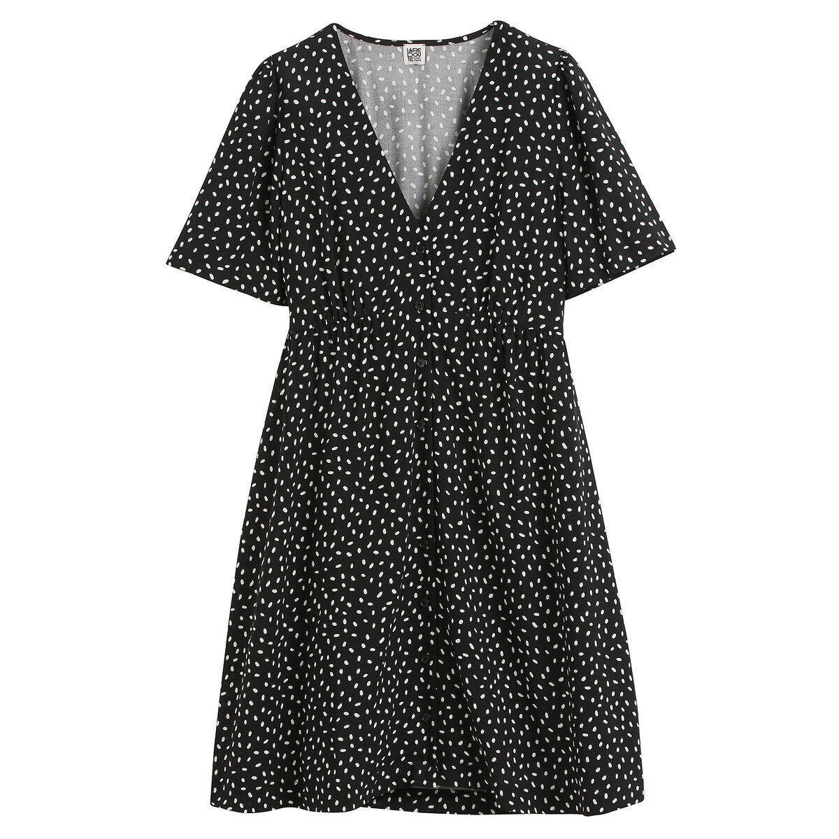 LA REDOUTE COLLECTIONS<br>Vestido curto com fecho de botão, estampa de bolinhas