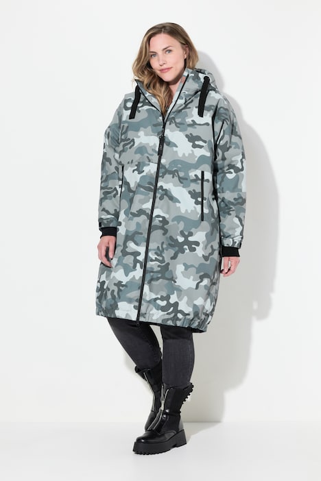 Funktionsjacke, oversized, Teddyfutter, Kapuze, 2-Wege-Zipper