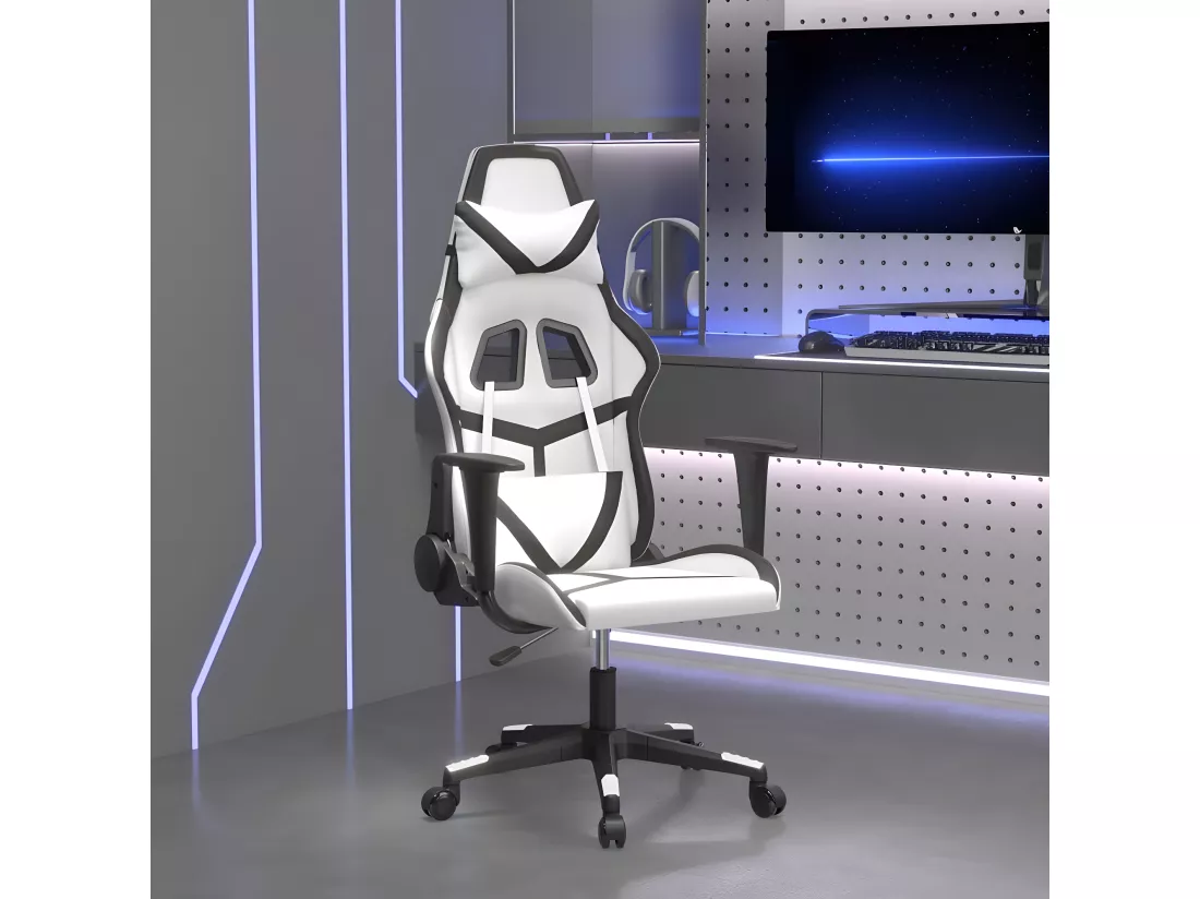 Chaise de jeu Blanc et noir Similicuir