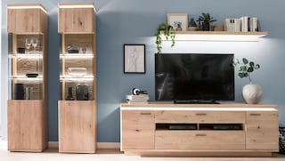 CASAVANTI Wohnwand BARCELONA 4-teilig Balkeneiche bianco