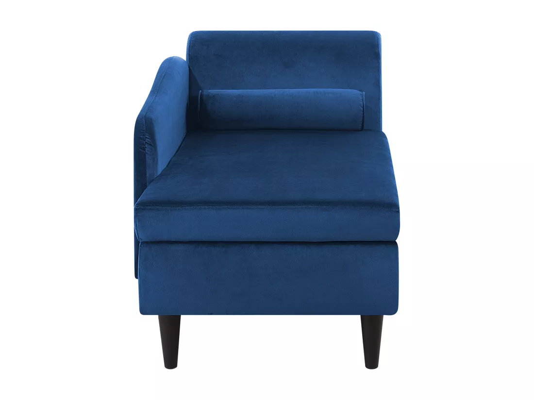 Chaise longue côté droit en velours bleu LUIRO