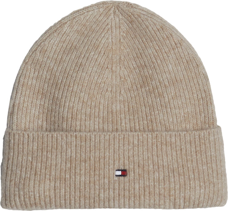 Tommy Hilfiger ESSENTIAL FLAG FUZZY BEANIE Beige