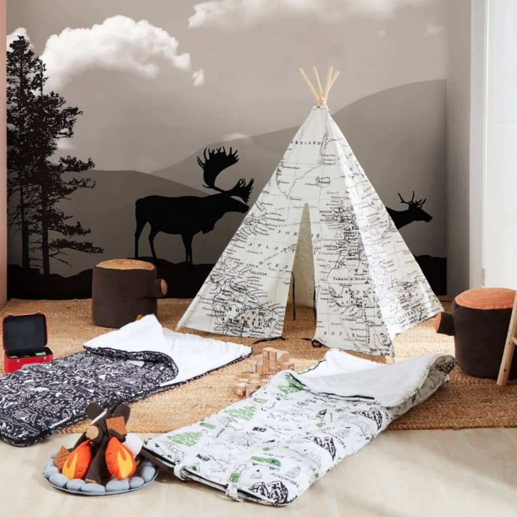 Tipi world map noir et blanc