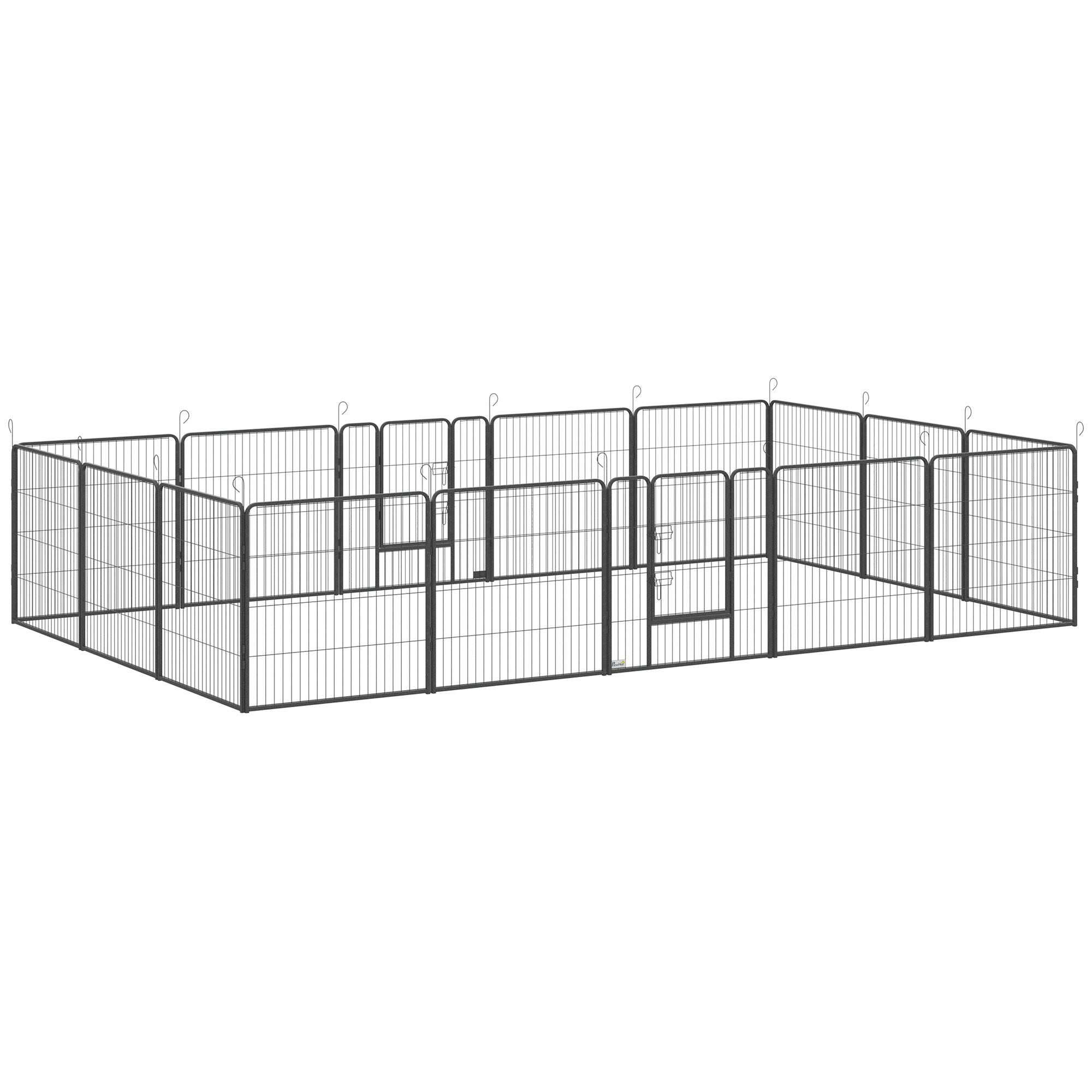 PawHut Freigehege mit zwei Türen grau 320L x 320B x 100H cm