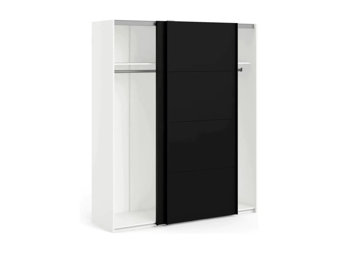 Garde-robe 2 portes Portlouis, Meubles de chambre, Penderie de plain-pied, Placard à vêtements, 182x62 h220 cm, Noir et Blanc